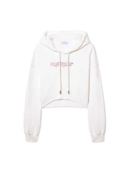 Off-White White Bookish Rose Cropped Hoodie