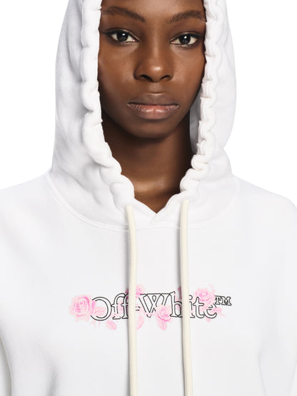 Off-White White Bookish Rose Cropped Hoodie