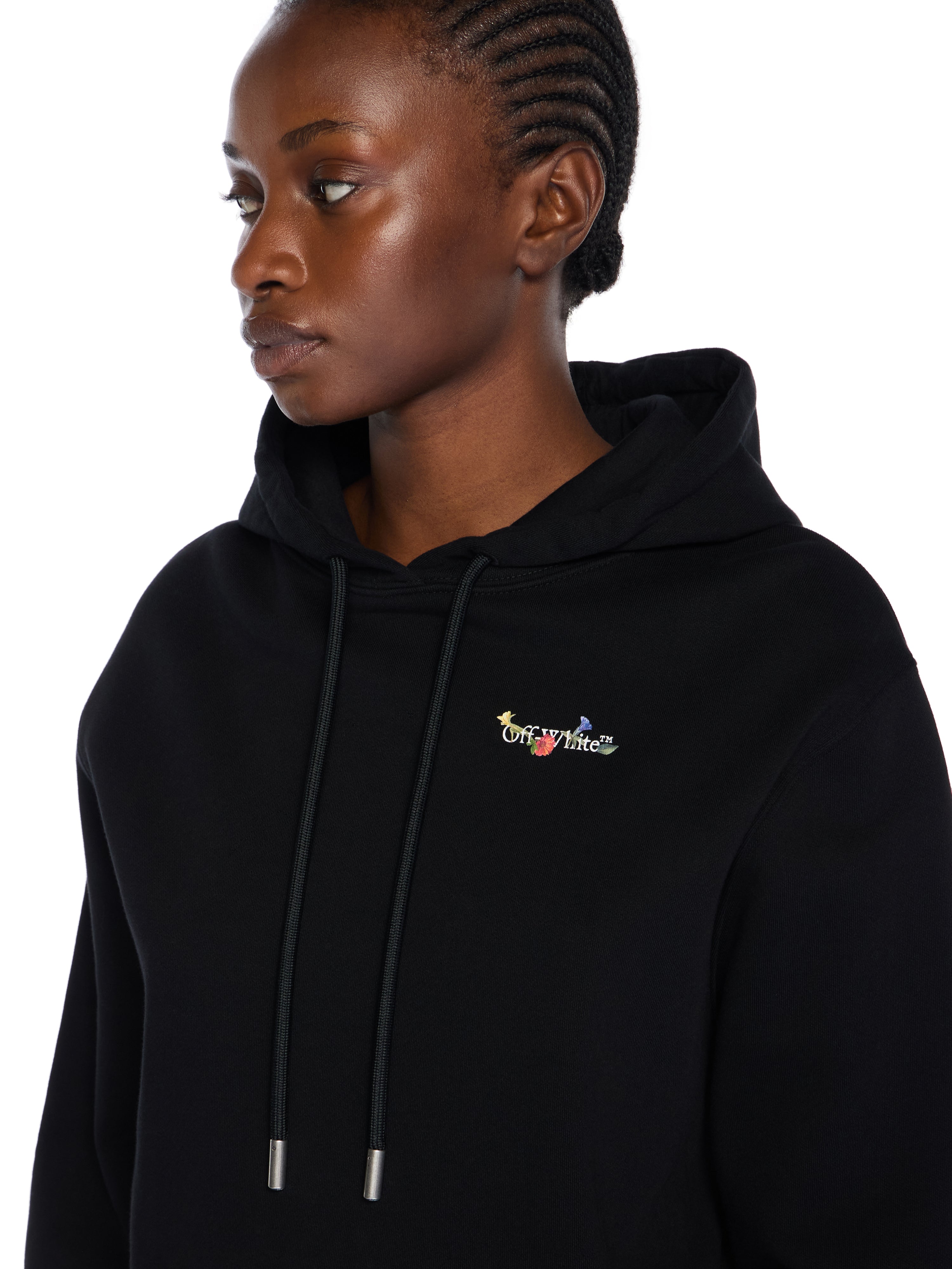 Off-White Arrow Glass Flower Logo Hoodie Black