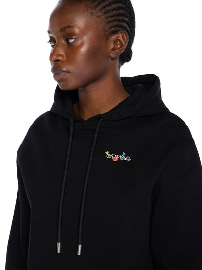 Off-White Arrow Glass Flower Logo Hoodie Black