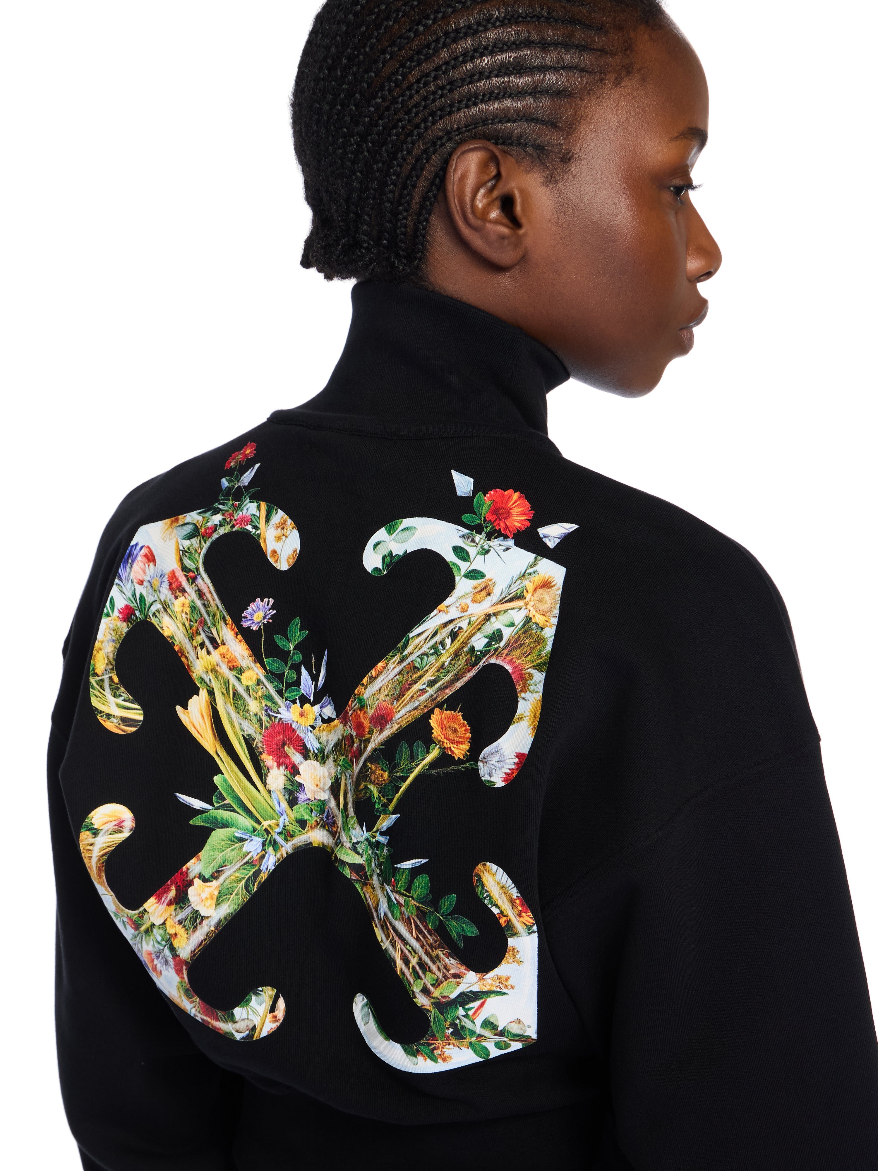 Off-White Arrow Glass Flower Crop Jacket Black