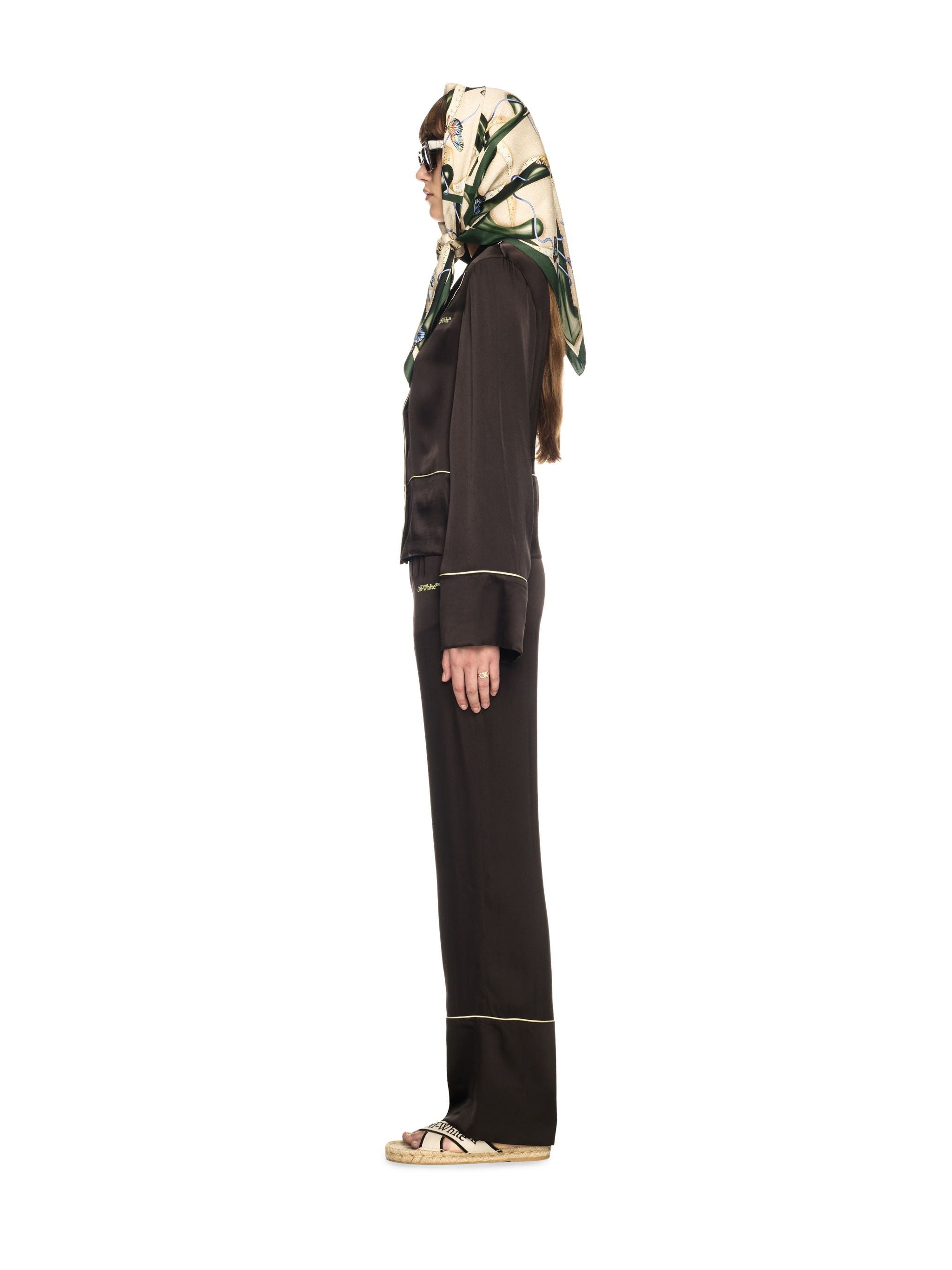 Off-White Satin Pajama Pants Black