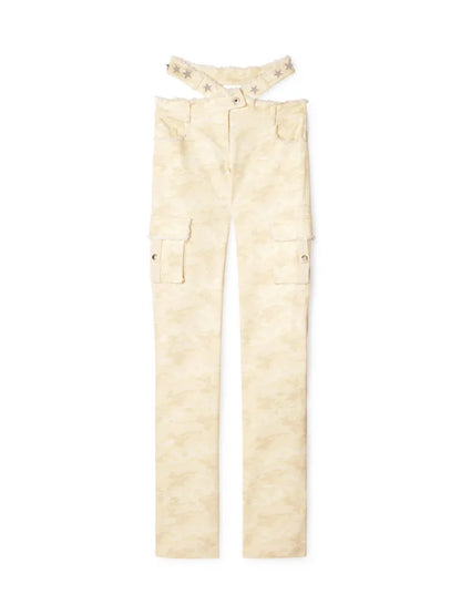 Off-White Camou Gab Crossed Belt Pant Cream