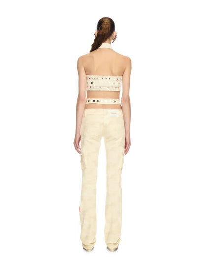 Off-White Camou Gab Crossed Belt Pant Cream
