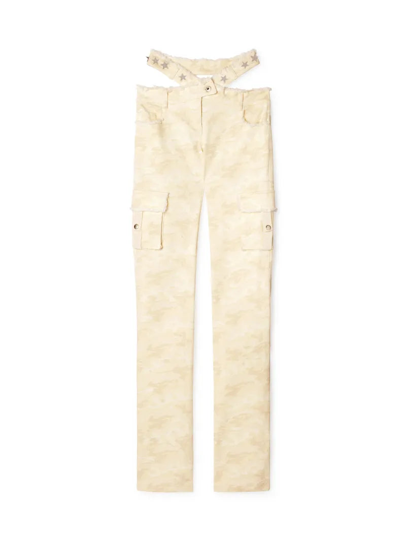 Off-White Camou Gab Crossed Belt Pant Cream