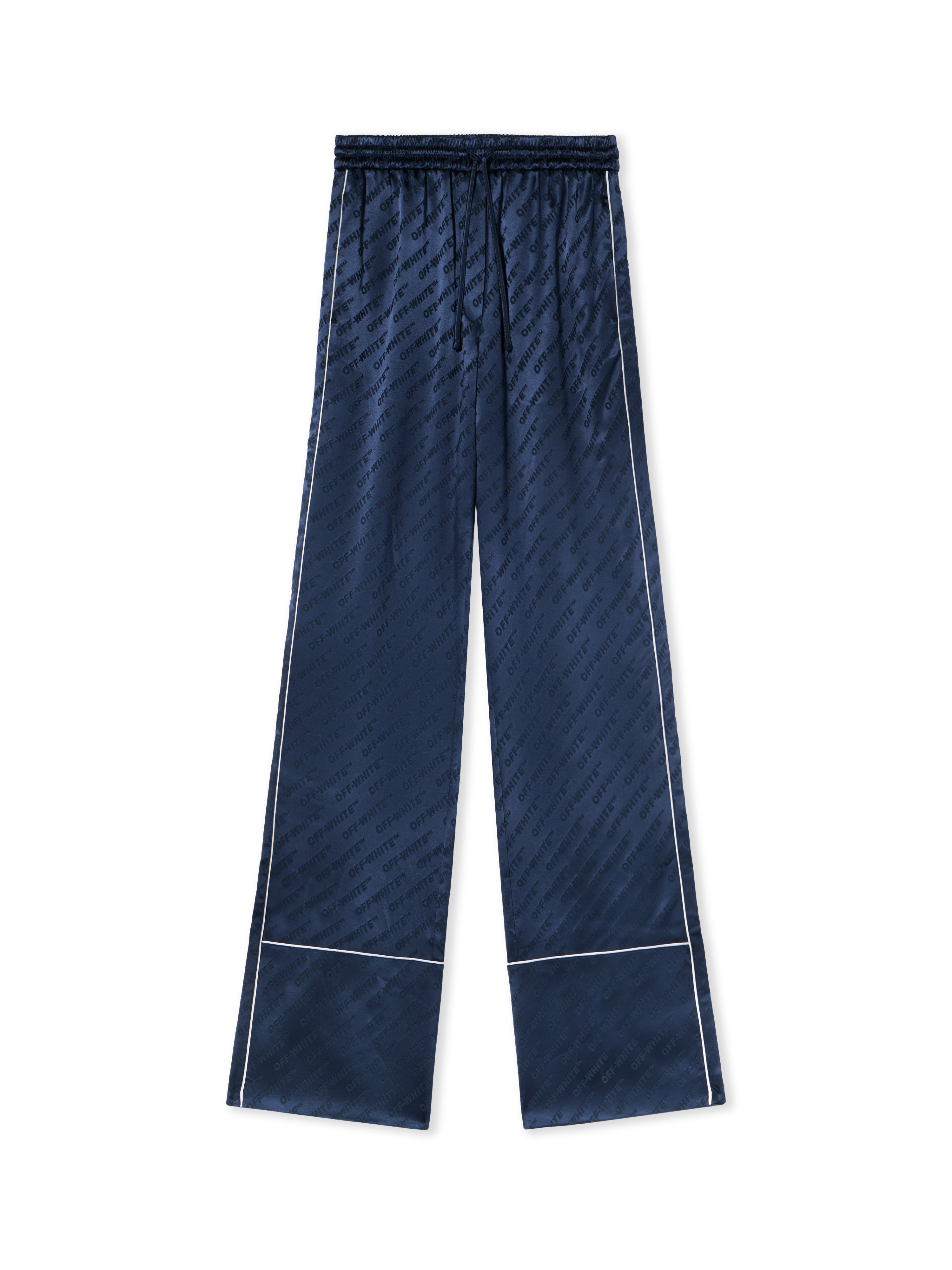 Off-White Jacquard Satin Pajama Pants Blue