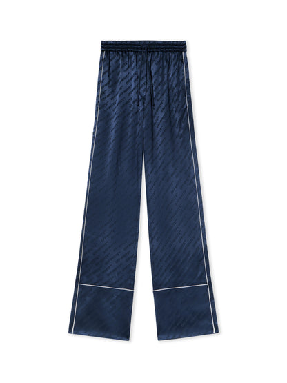 Off-White Jacquard Satin Pajama Pants Blue