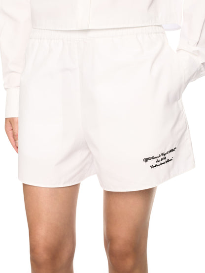 Off-White Embr Poplin Ela Waist Shorts