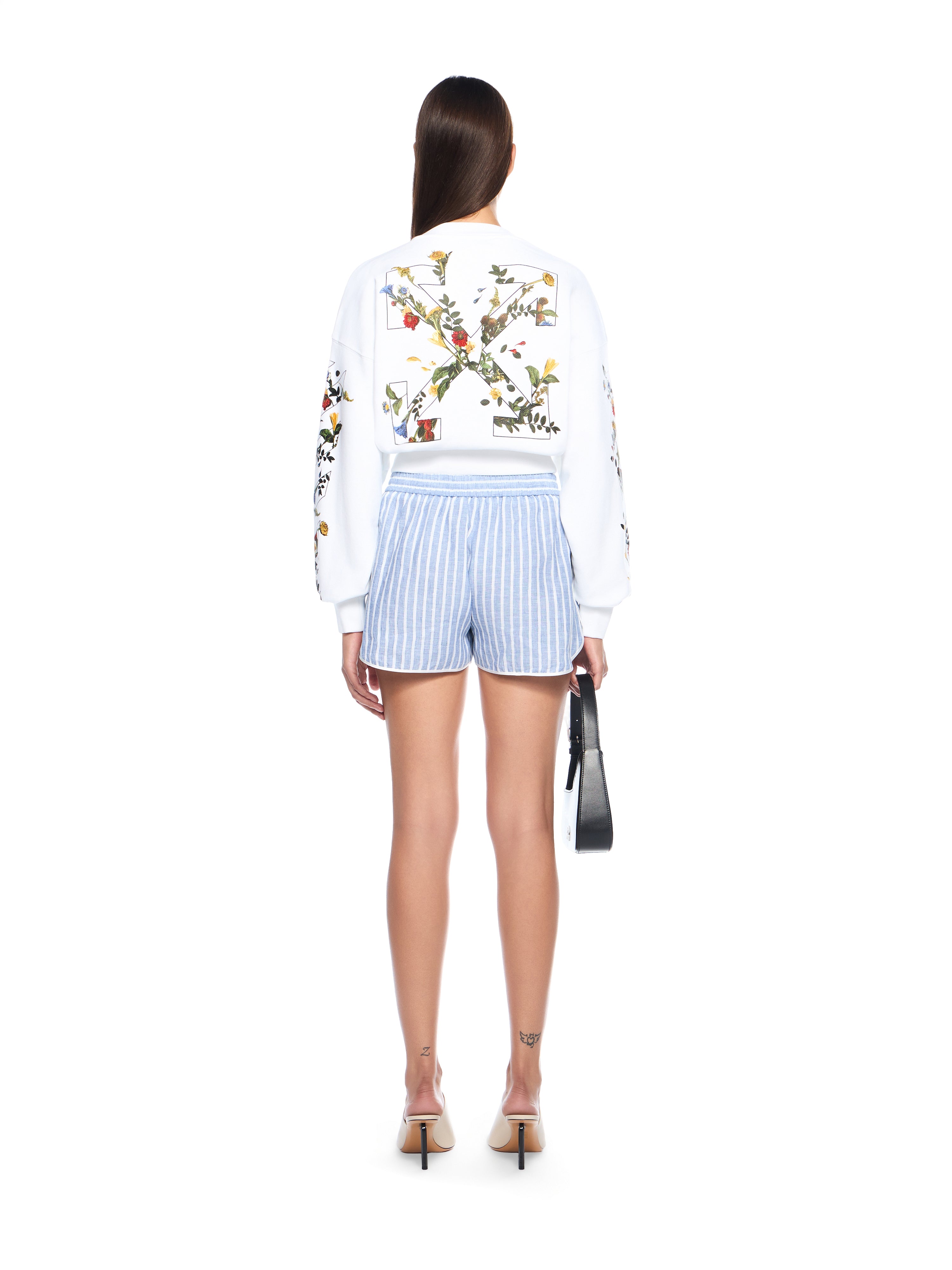 Off-White Striped Drawstring Shorts Blue