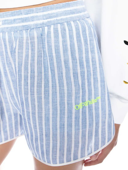 Off-White Striped Drawstring Shorts Blue