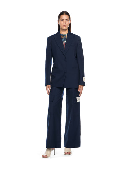 Off-White Gabardine Tailoring Cargo Trousers Blue