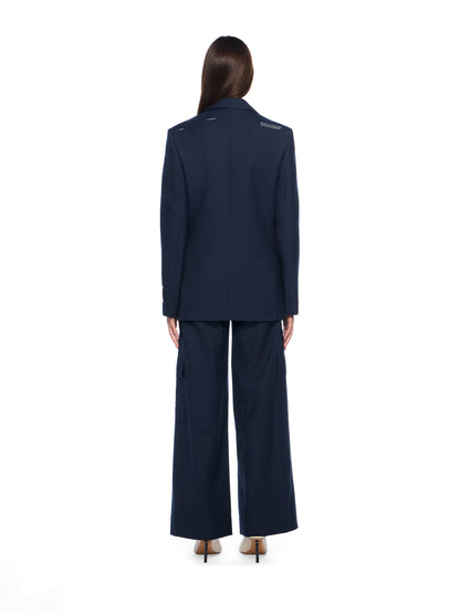 Off-White Gabardine Tailoring Cargo Trousers Blue