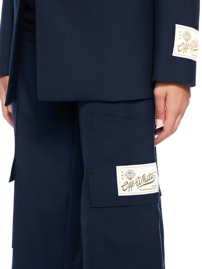 Off-White Gabardine Tailoring Cargo Trousers Blue
