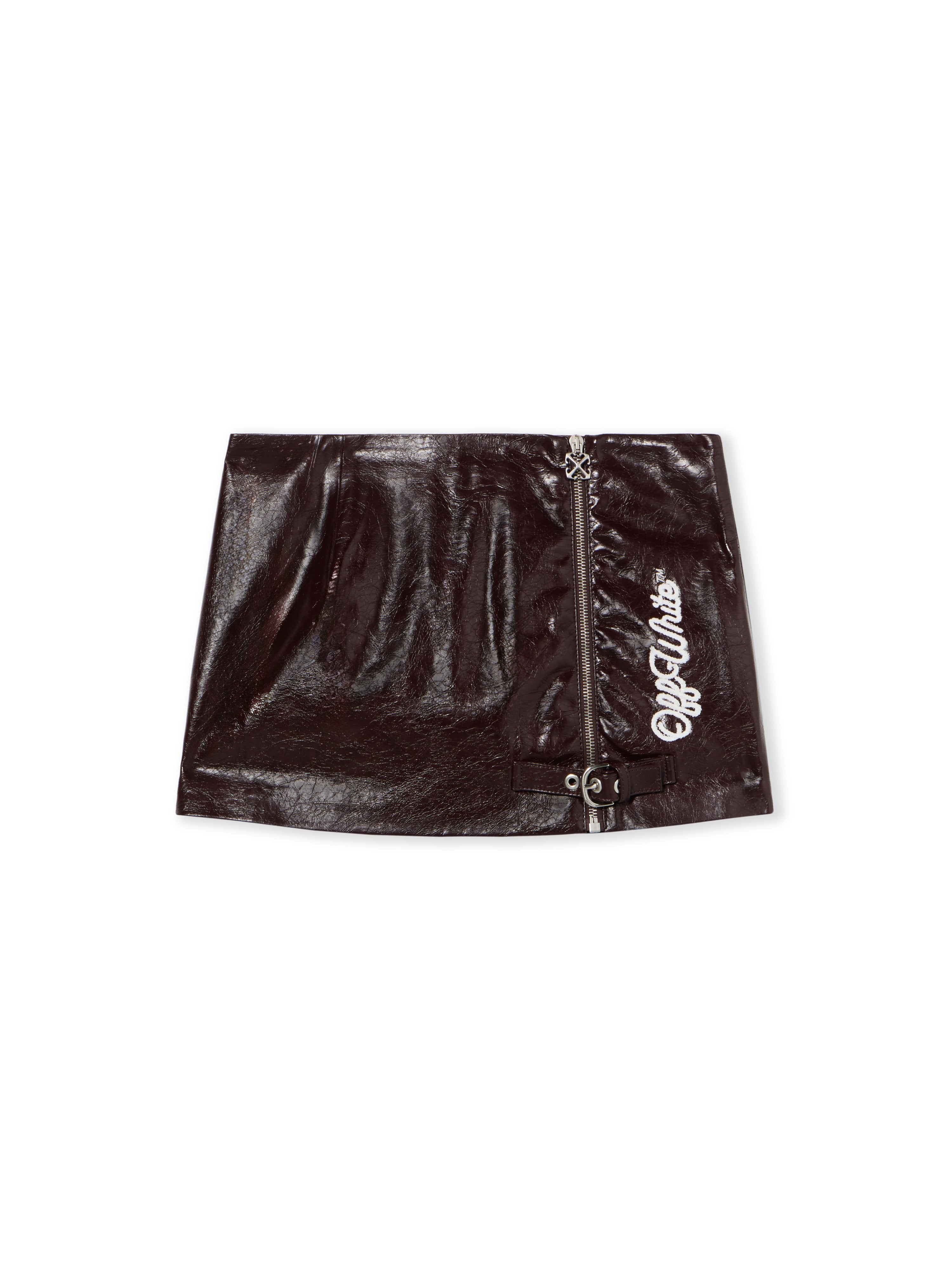 Off-White Crinkle Coated Mini Skirt Plum