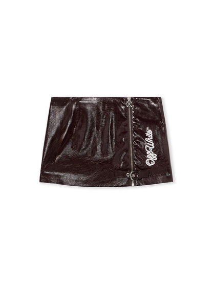 Off-White Crinkle Coated Mini Skirt Plum