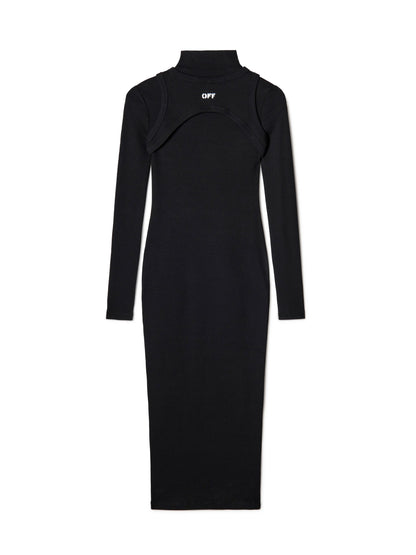 Off-White Off Stamp Rib Round Long Dres Black