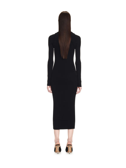 Off-White Off Stamp Rib Round Long Dres Black