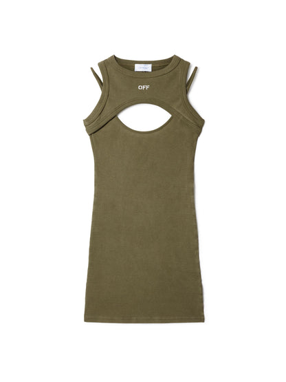 Off-White Off Stamp Rib Cut Out Dress Green