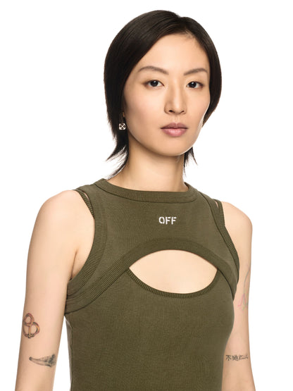 Off-White Off Stamp Rib Cut Out Dress Green