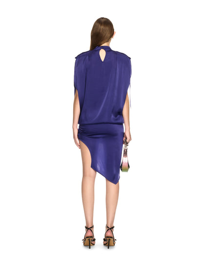 Off-White Satin Key Dress Blue