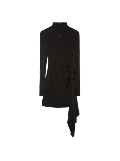 Off-White Sec Skin Draped Mini Dress Ls Black