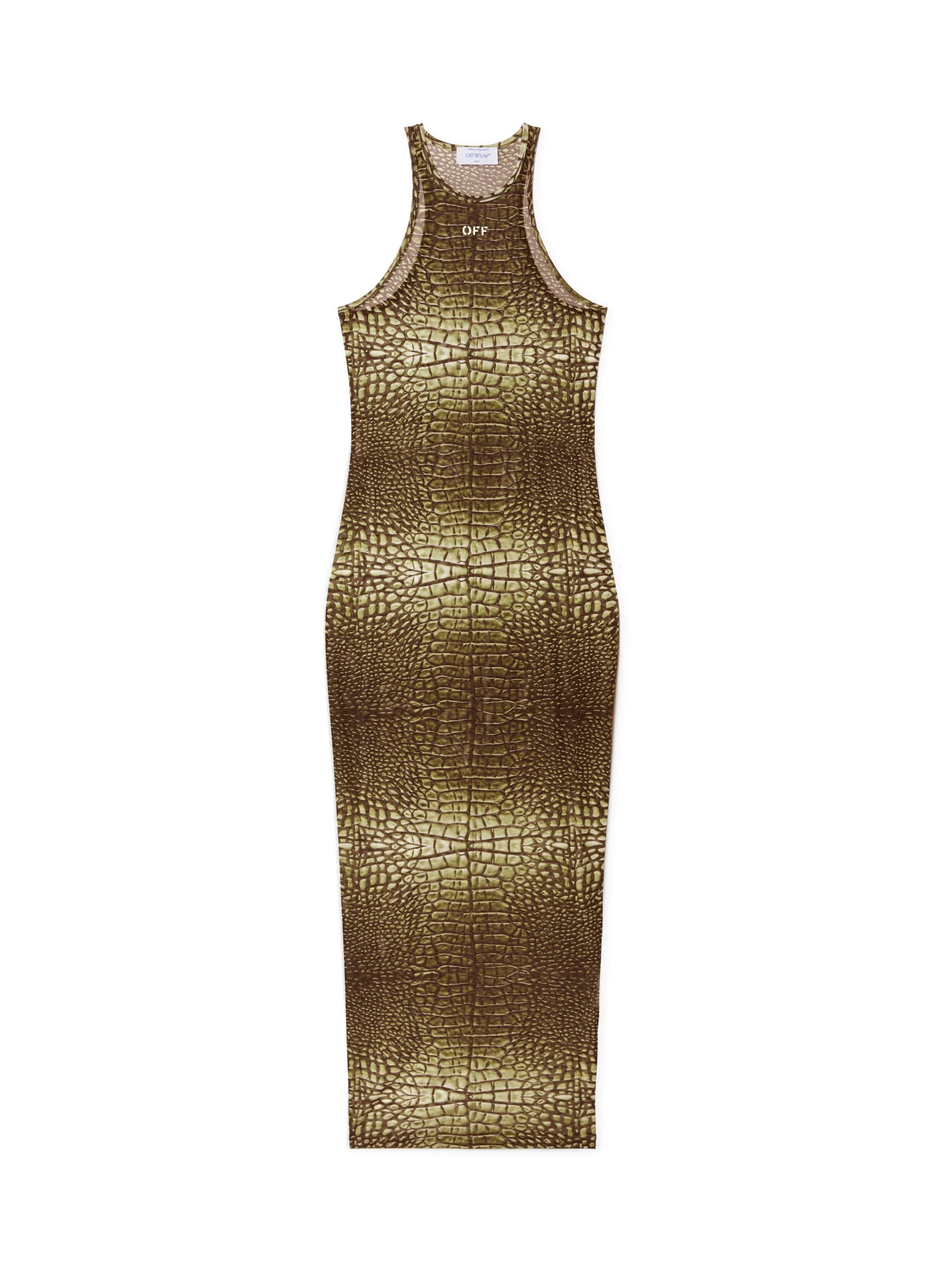 Off-White Croco Mesh Racer Long Dress Green