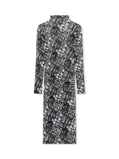 Off-White Multilogo Mesh Gather Midi Dress Black