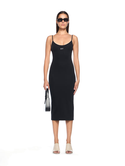 Off-White Sleek Strappy Midi Dress Black