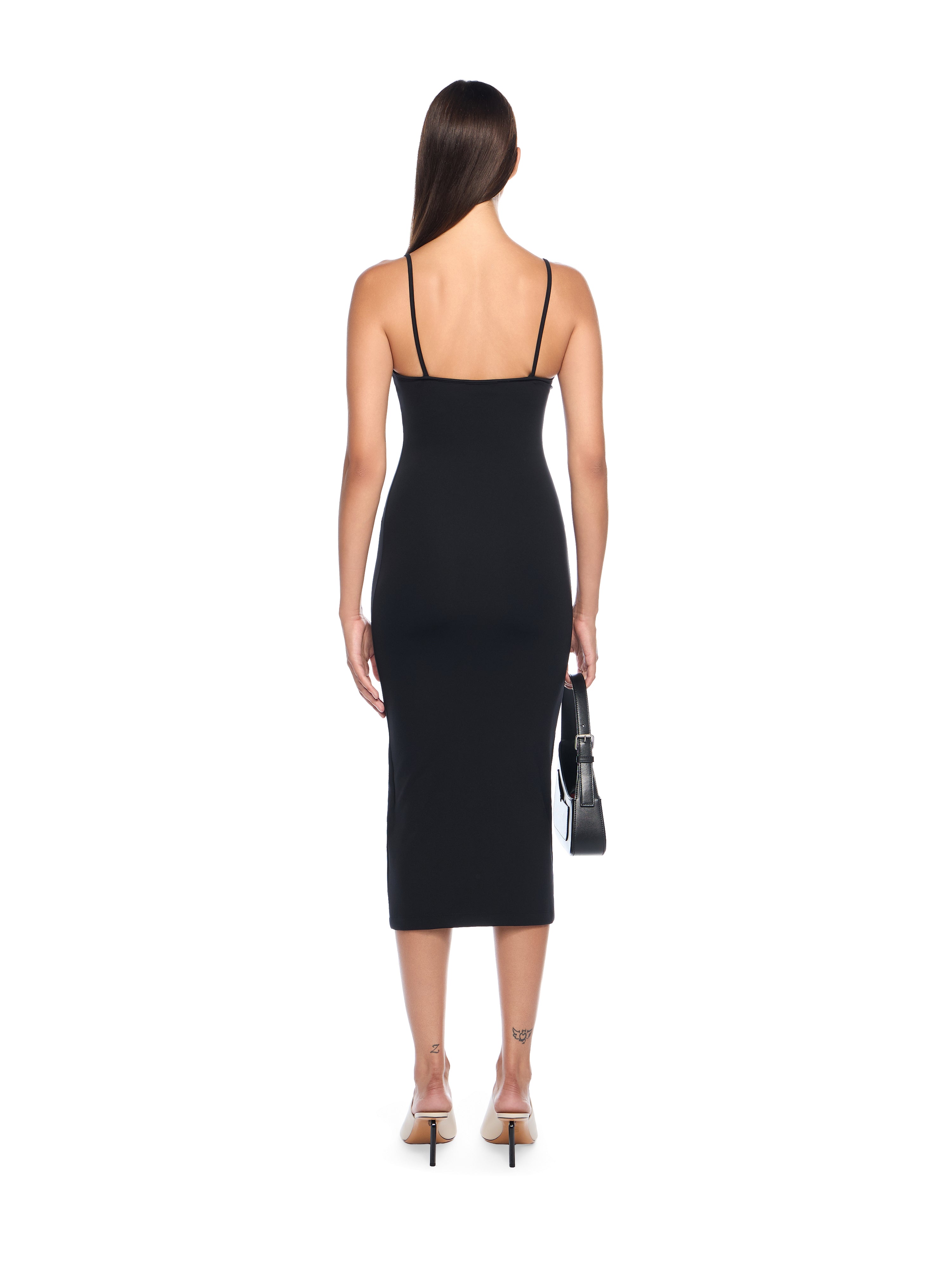 Off-White Sleek Strappy Midi Dress Black