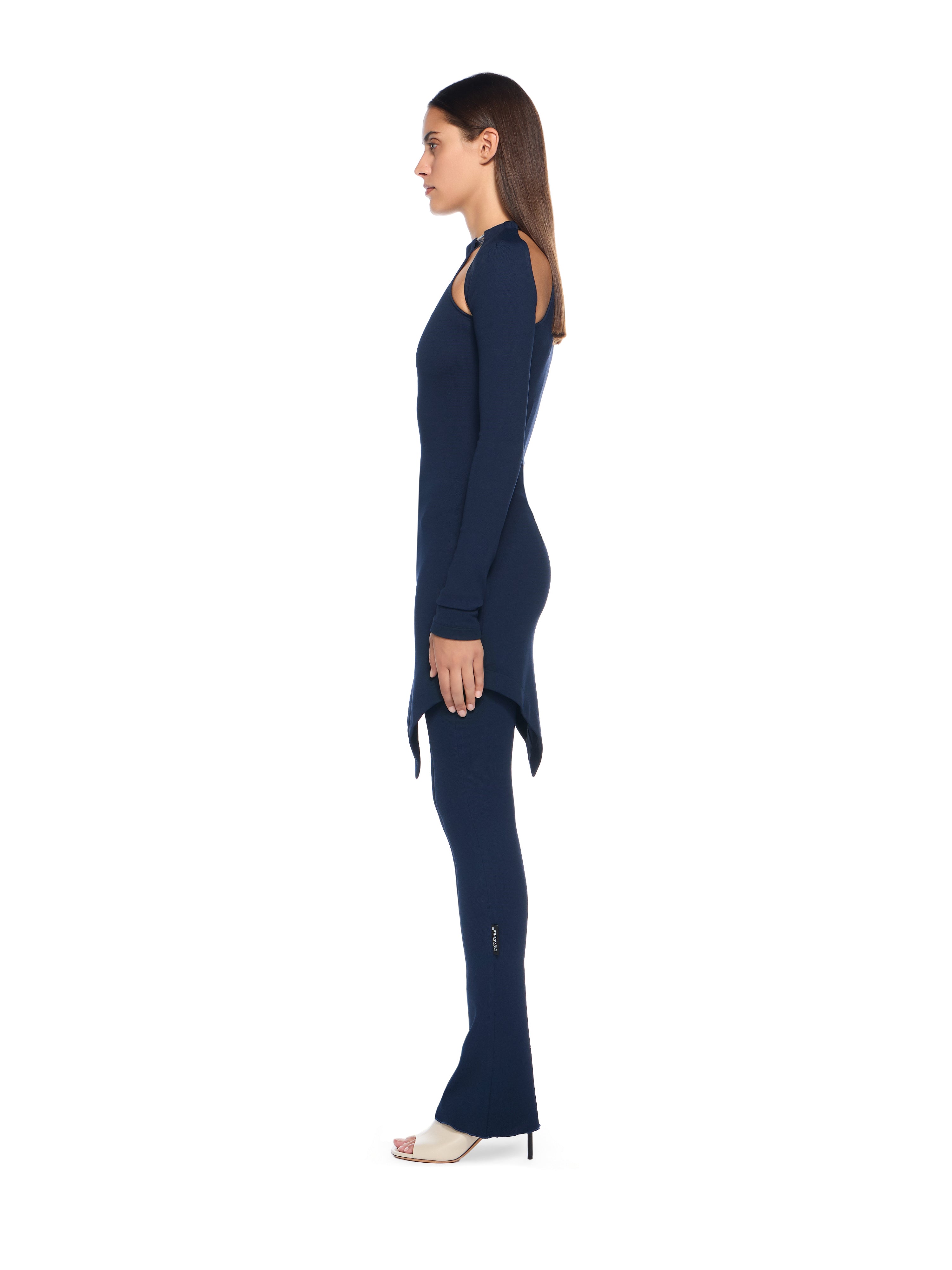 Off-White Heavy Jersey Silver Tie Mini Dress Blue