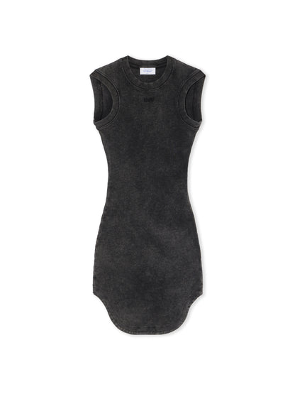 Off-White Off Stamp Ribbed Kat Mini Dress Black