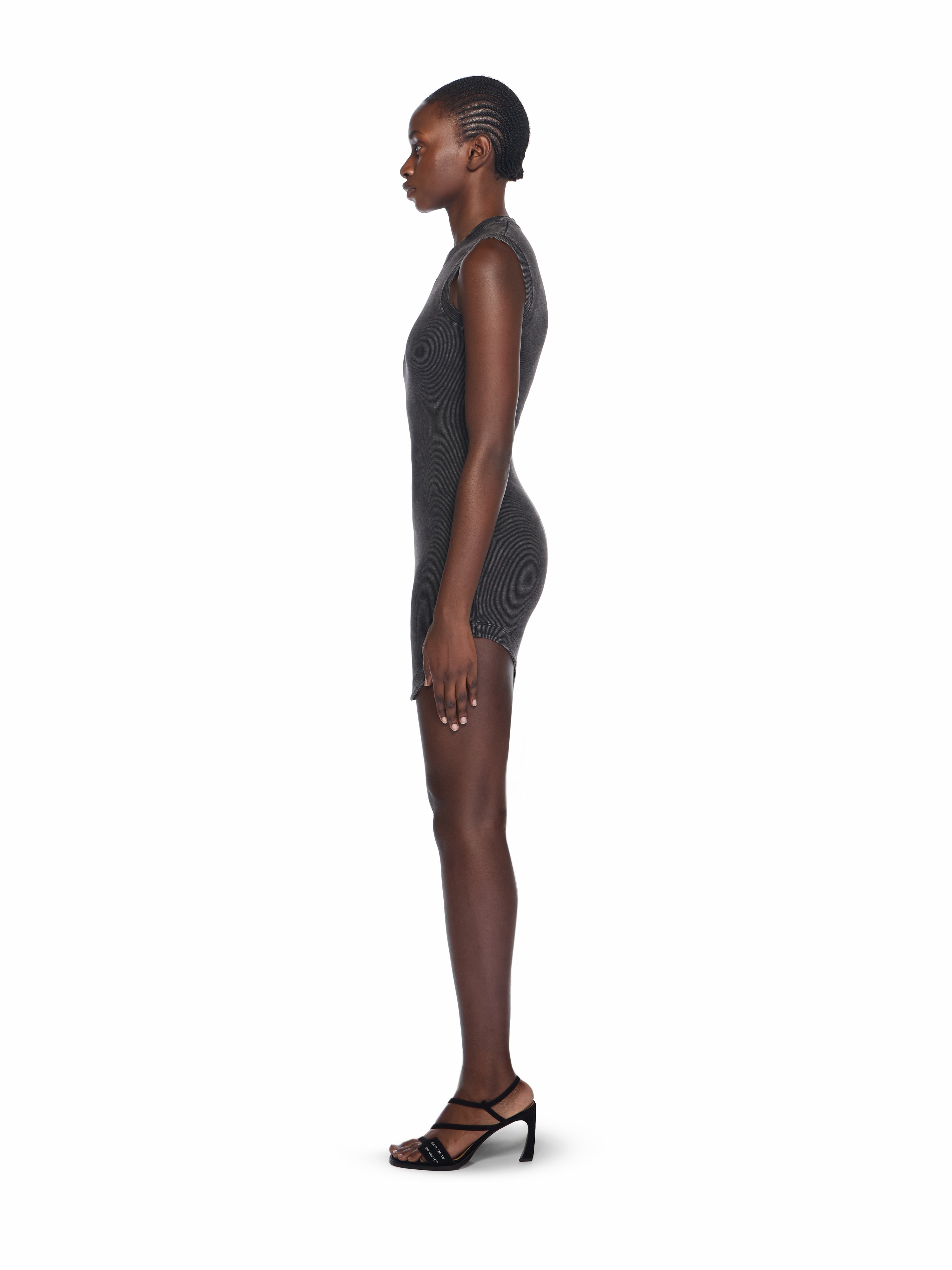 Off-White Off Stamp Ribbed Kat Mini Dress Black