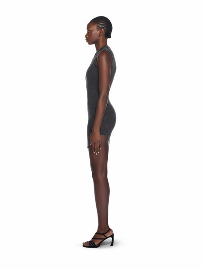 Off-White Off Stamp Ribbed Kat Mini Dress Black
