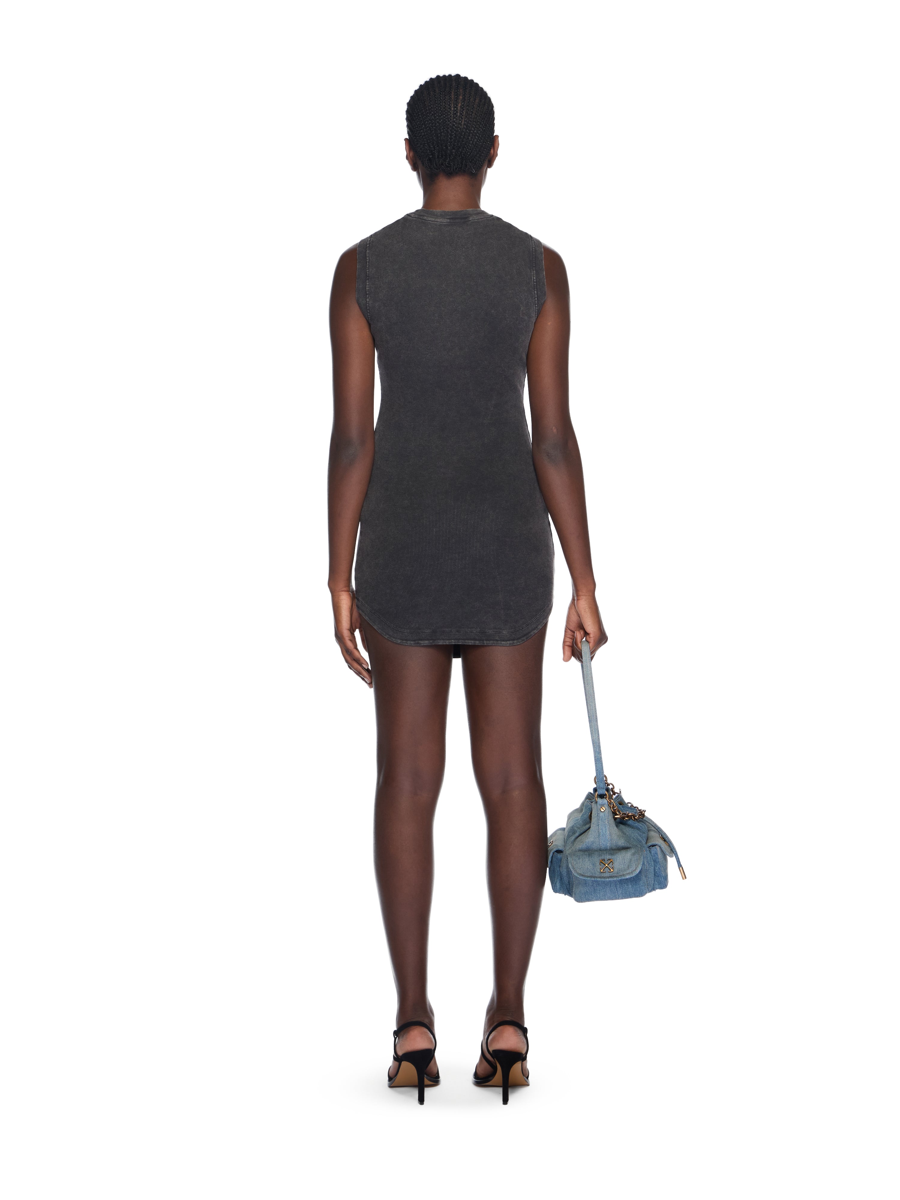 Off-White Off Stamp Ribbed Kat Mini Dress Black