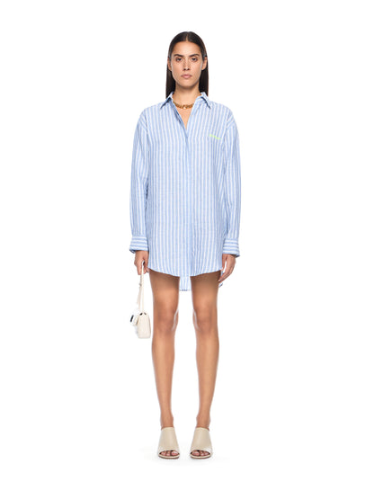 Off-White Striped Over Shirt Dress Blue