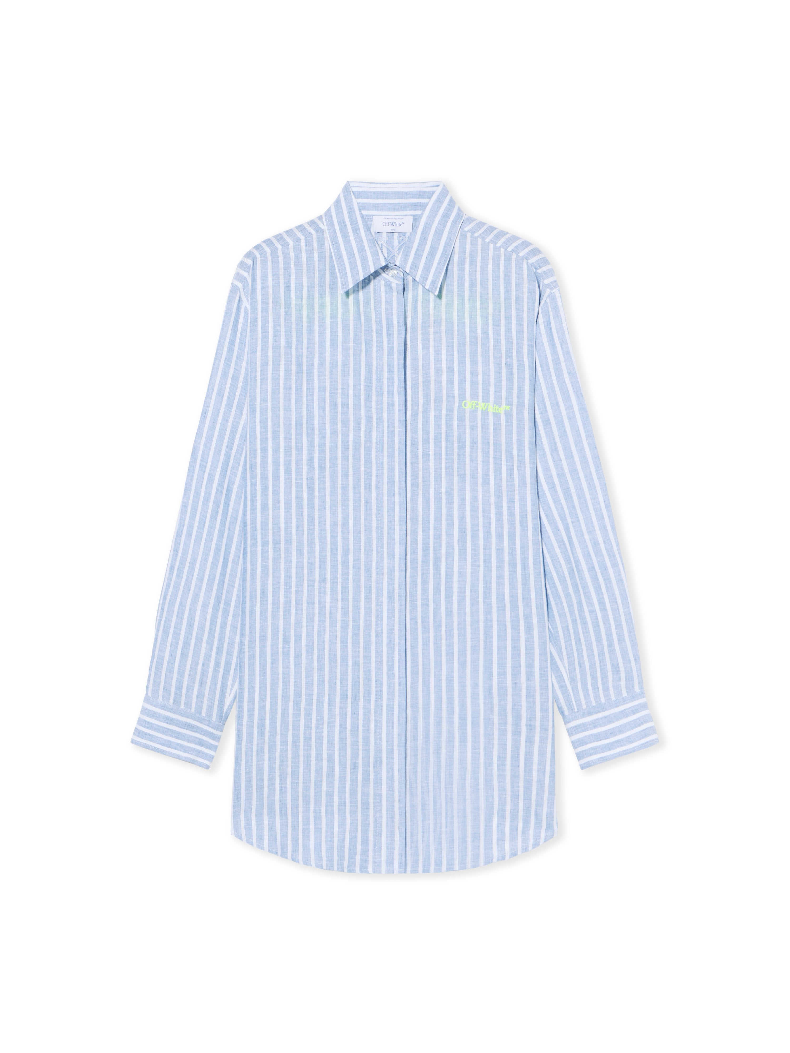 Off-White Striped Over Shirt Dress Blue