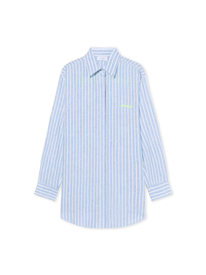 Off-White Striped Over Shirt Dress Blue