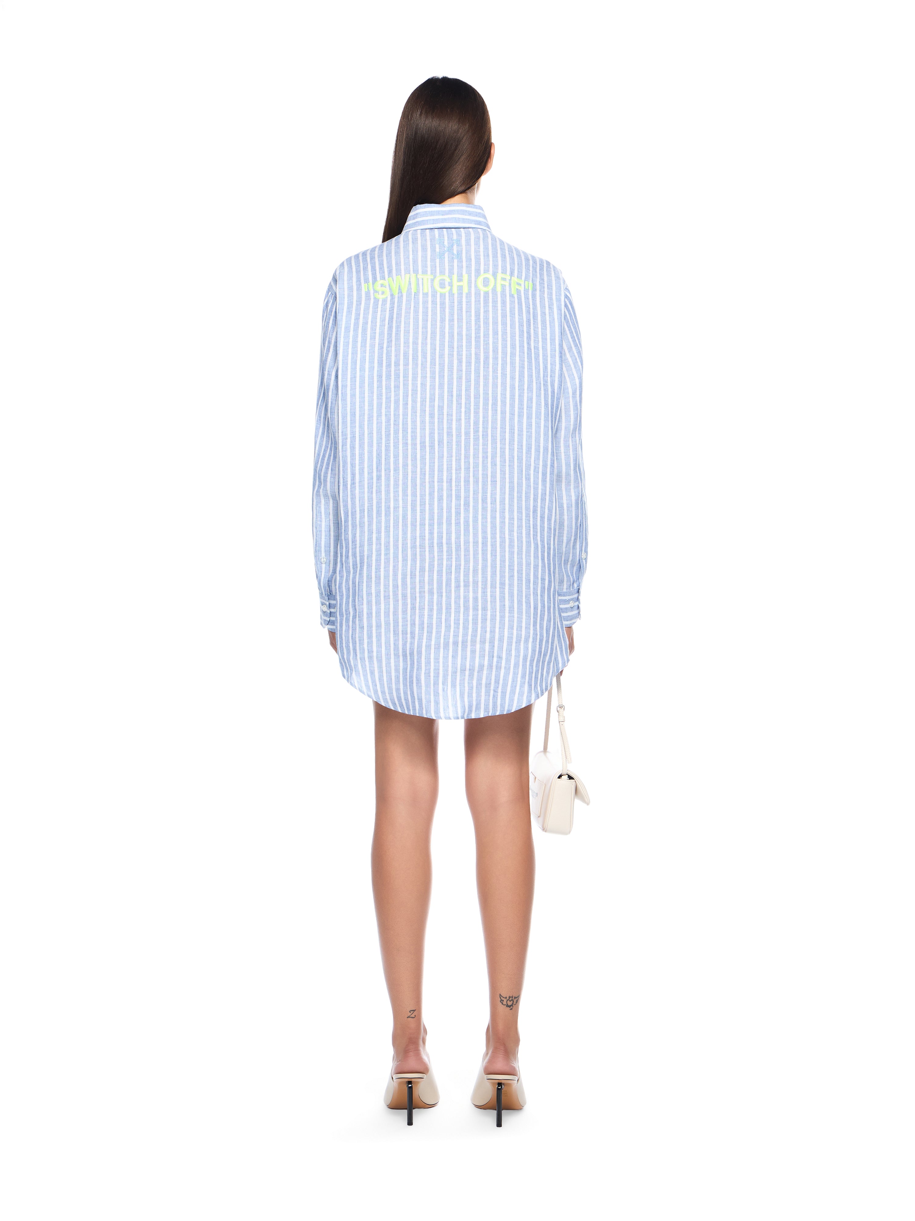 Off-White Striped Over Shirt Dress Blue