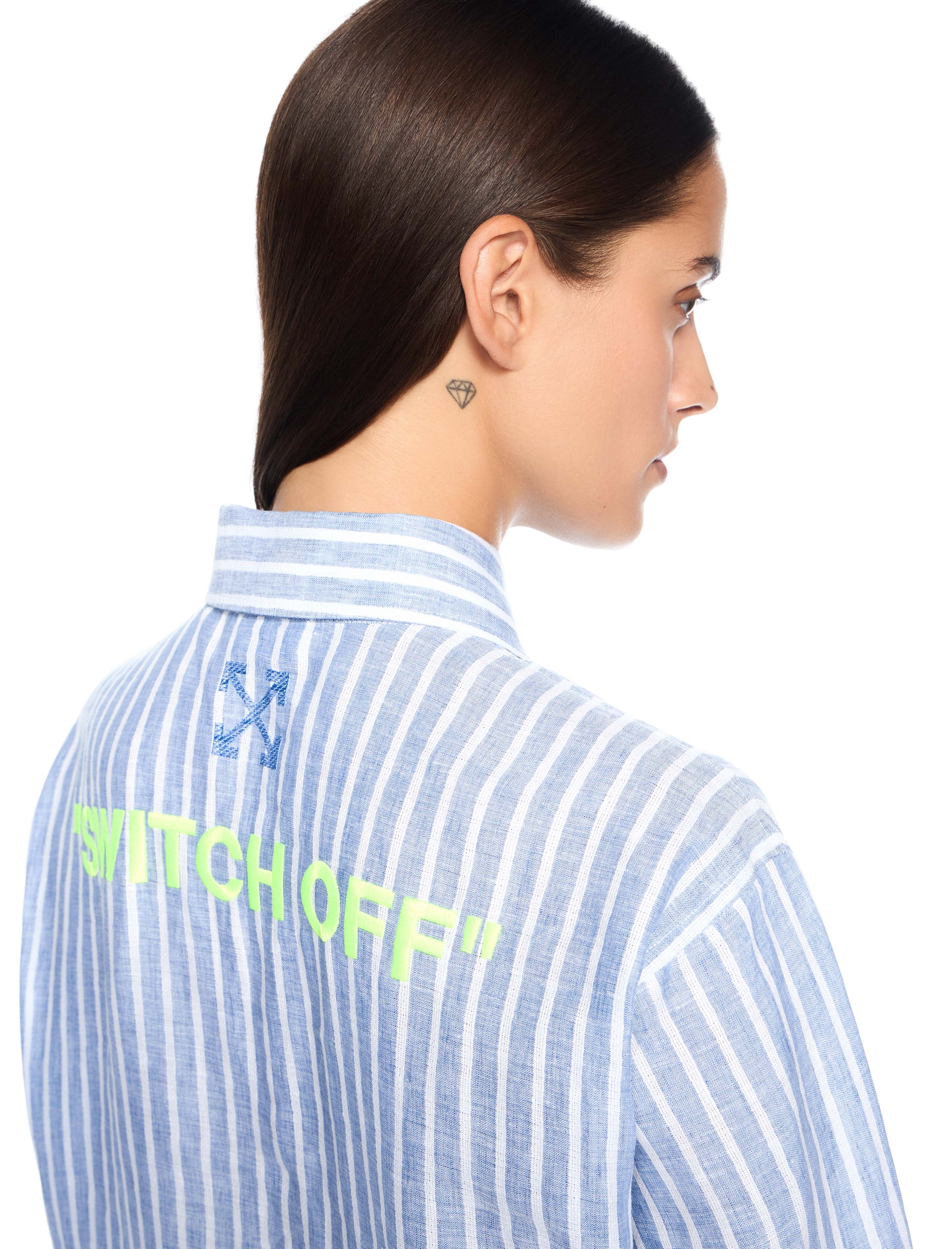 Off-White Striped Over Shirt Dress Blue
