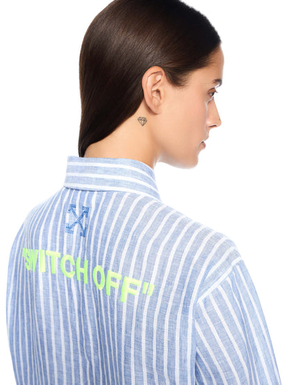 Off-White Striped Over Shirt Dress Blue