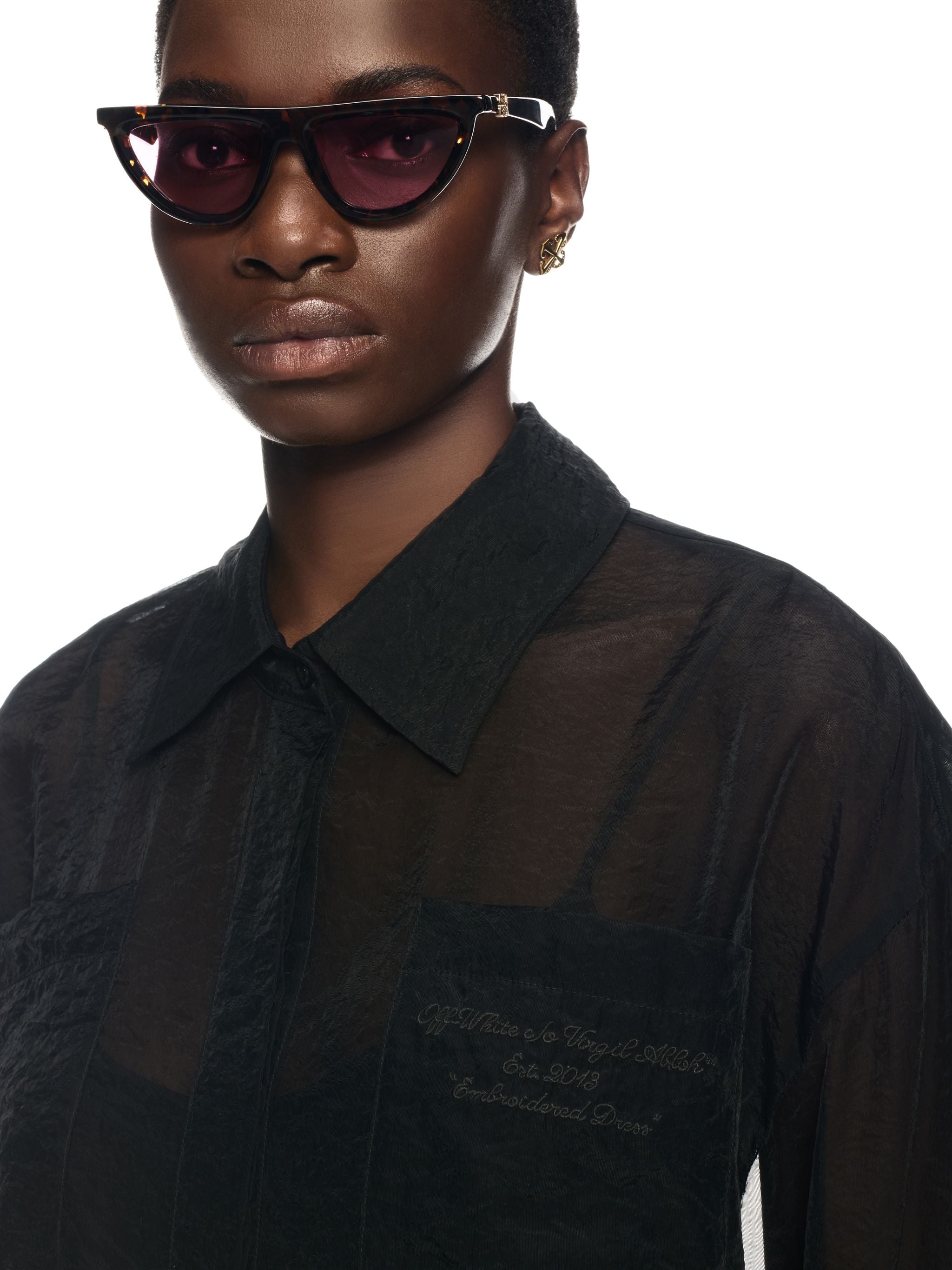 Off-White Organza Roxy Shirt Dress Black