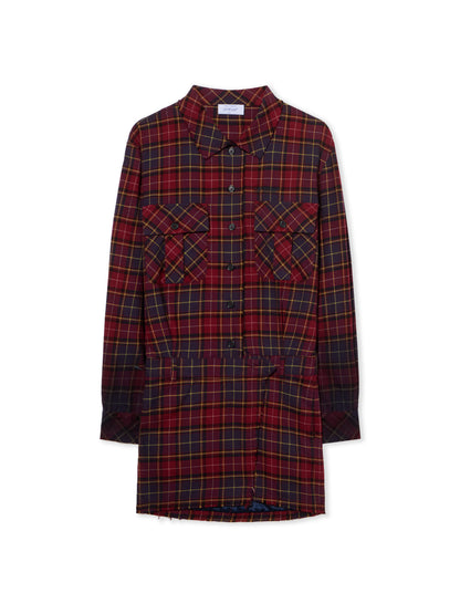 Off-White Check Flannel Arrow Dress Purple