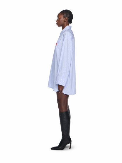 Off-White Striped Poplin Shirt Dress Blue
