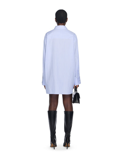 Off-White Striped Poplin Shirt Dress Blue