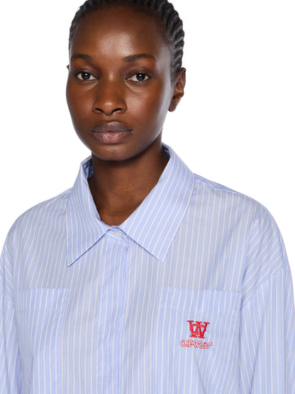 Off-White Striped Poplin Shirt Dress Blue