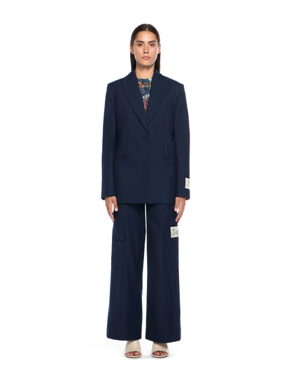 Off-White Gabardine Label Tomboy Blazer Blue
