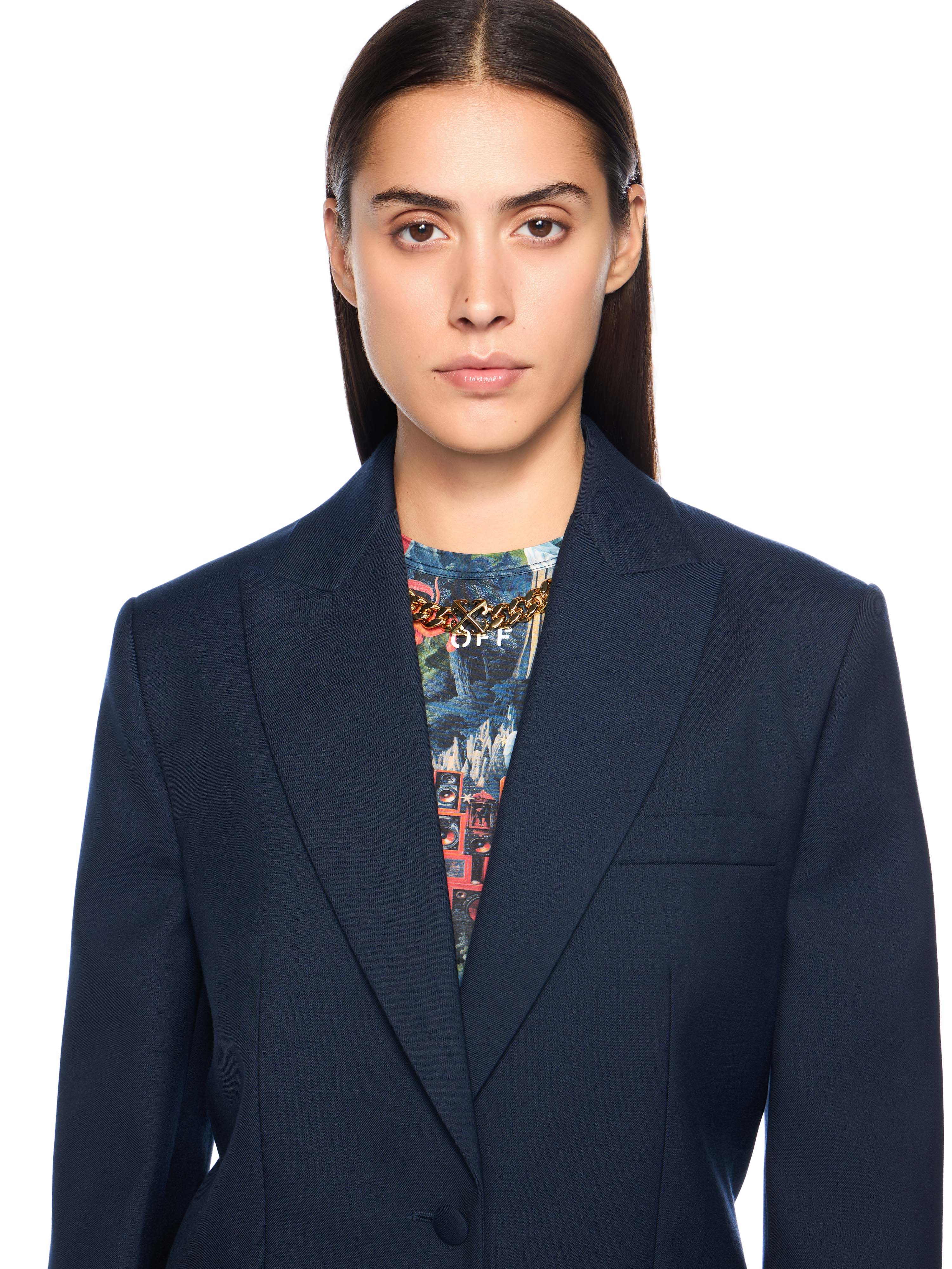 Off-White Gabardine Label Tomboy Blazer Blue