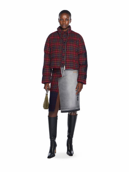 Off-White Arrow Spray Check Puffer Jacket Purple