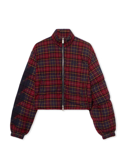 Off-White Arrow Spray Check Puffer Jacket Purple