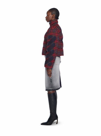 Off-White Arrow Spray Check Puffer Jacket Purple